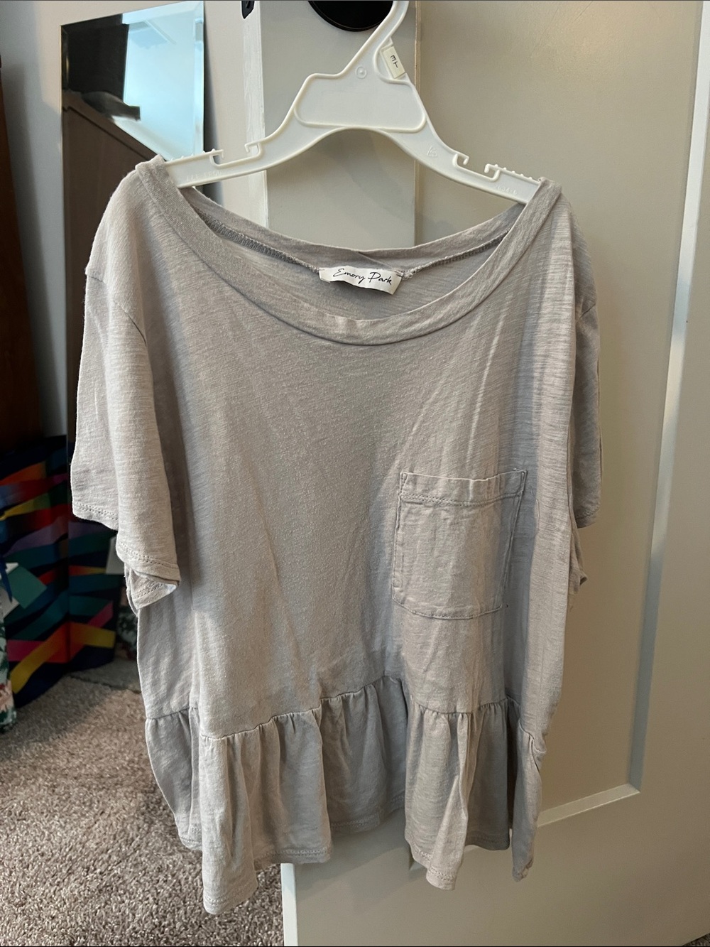 emory park Heather Gray Ruffle-Hem Pocket Tunic